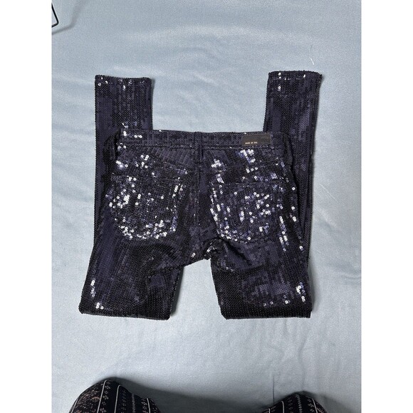 AG Adriano Goldschmied Navy Sequin Ankle Leggings Pants Jeans Size 25 - Picture 6 of 11